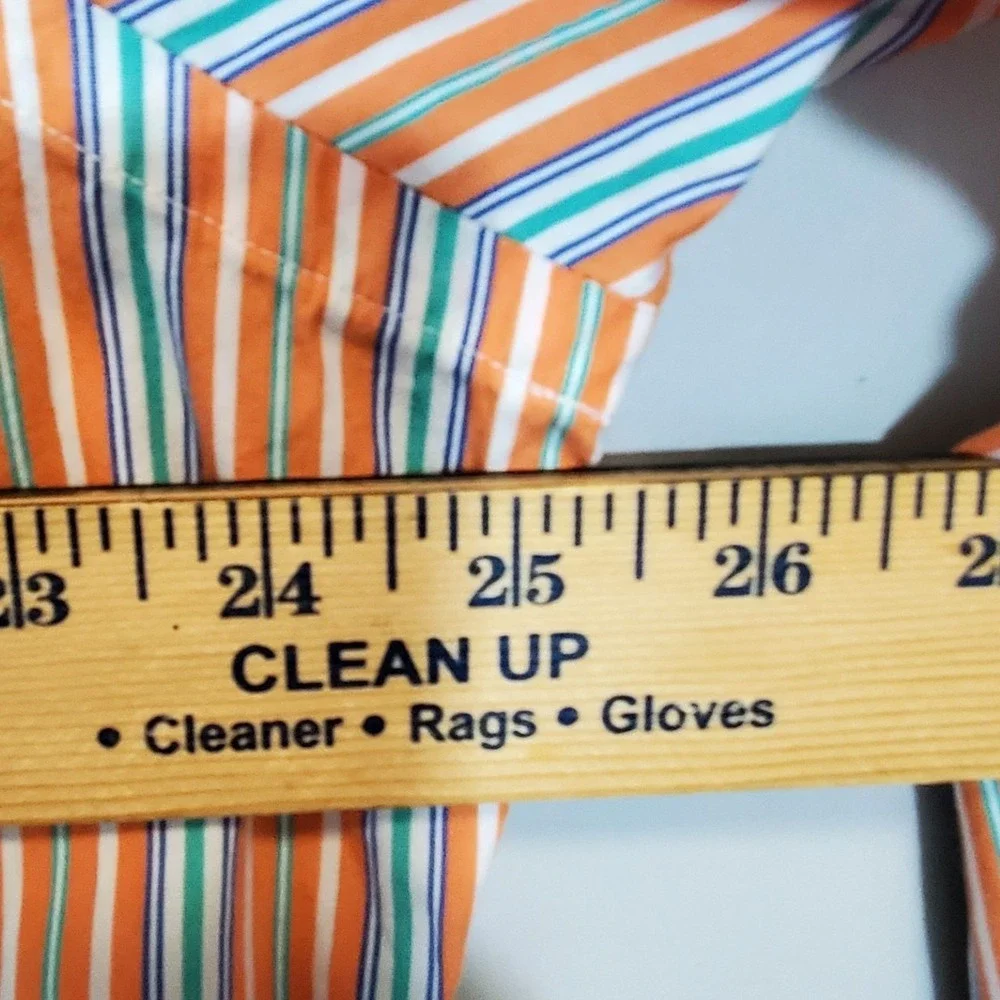 Polo Ralph Lauren Regent Classic Fit Striped Shirt Orange Blue Mens 17 34/35